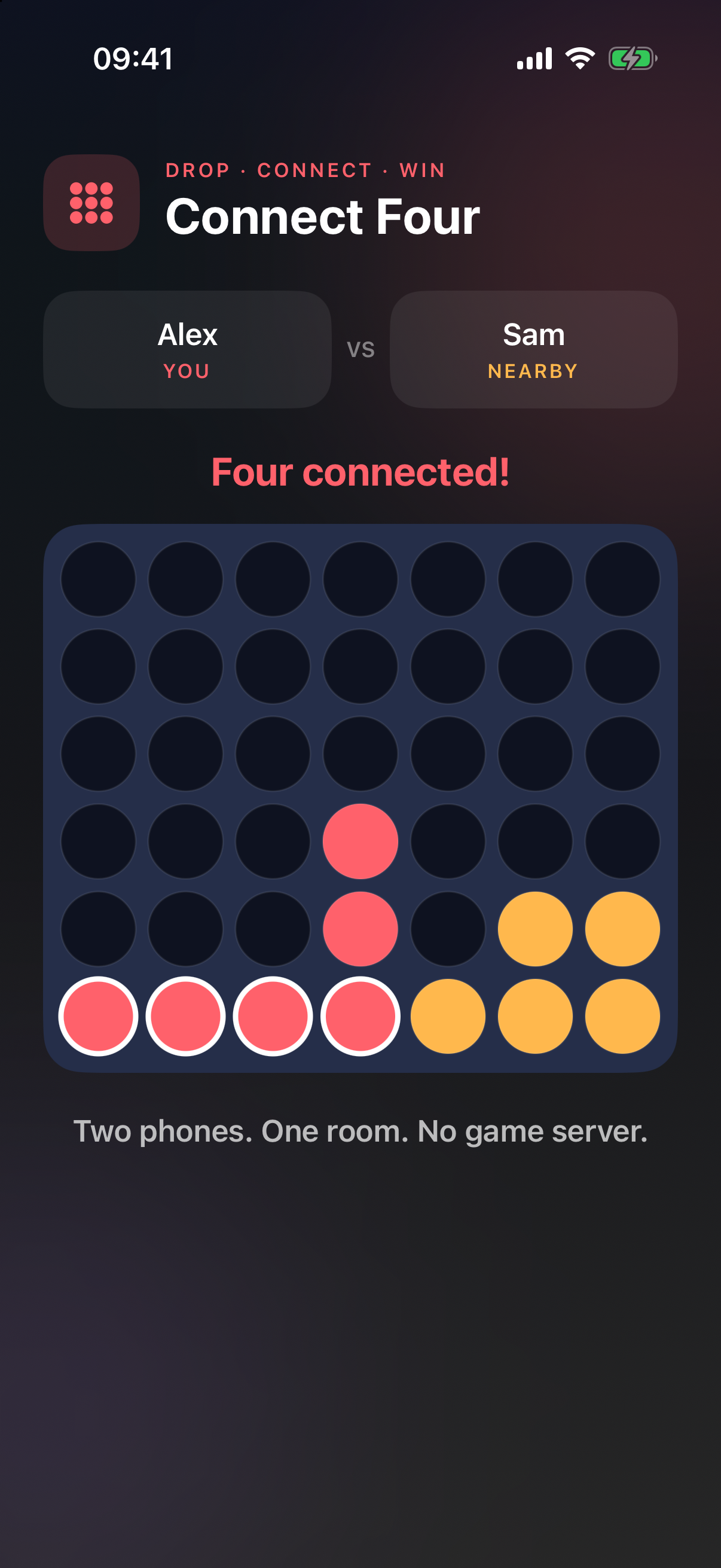 A Connect Four match in Tiny Battles